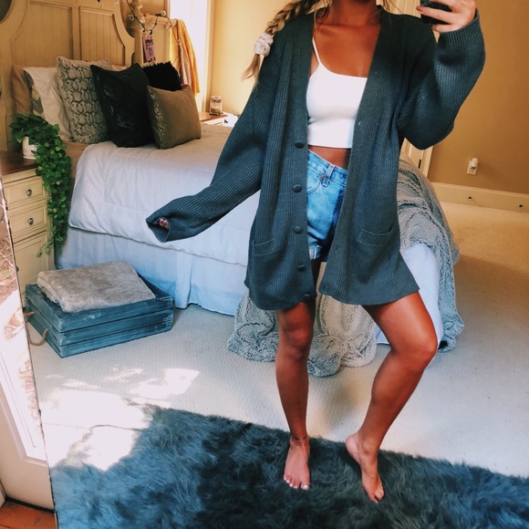 Sweaters - cozy charcoal knit cardigan